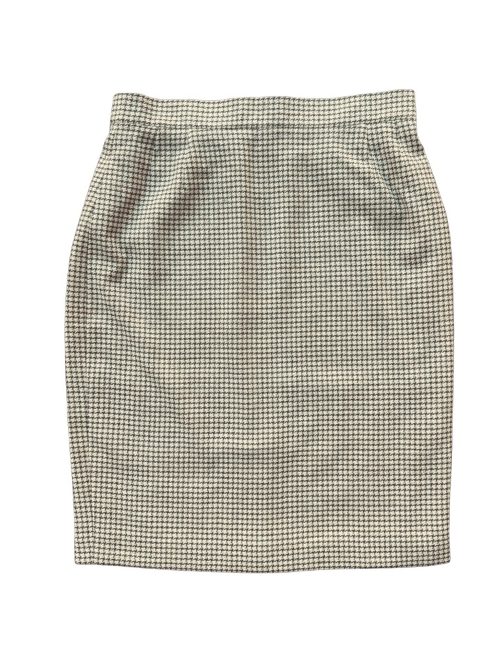 Escada Beige Houndstooth Wool Cashmere Skirt Size 40 M Germany Pleated Midi Vntg